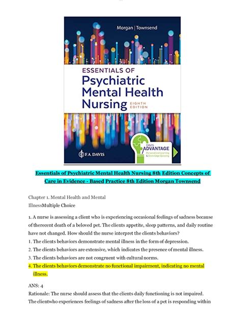 2123, 325 PM Test Chapter 15 - Psychological Disorders Quizlet 310 Term delusion 14 of 65 Definition The system used in DSM-IV that places mental disorders in their social and biological context, assessing the patient on five axes. . Psychiatric nursing quizlet chapter 1